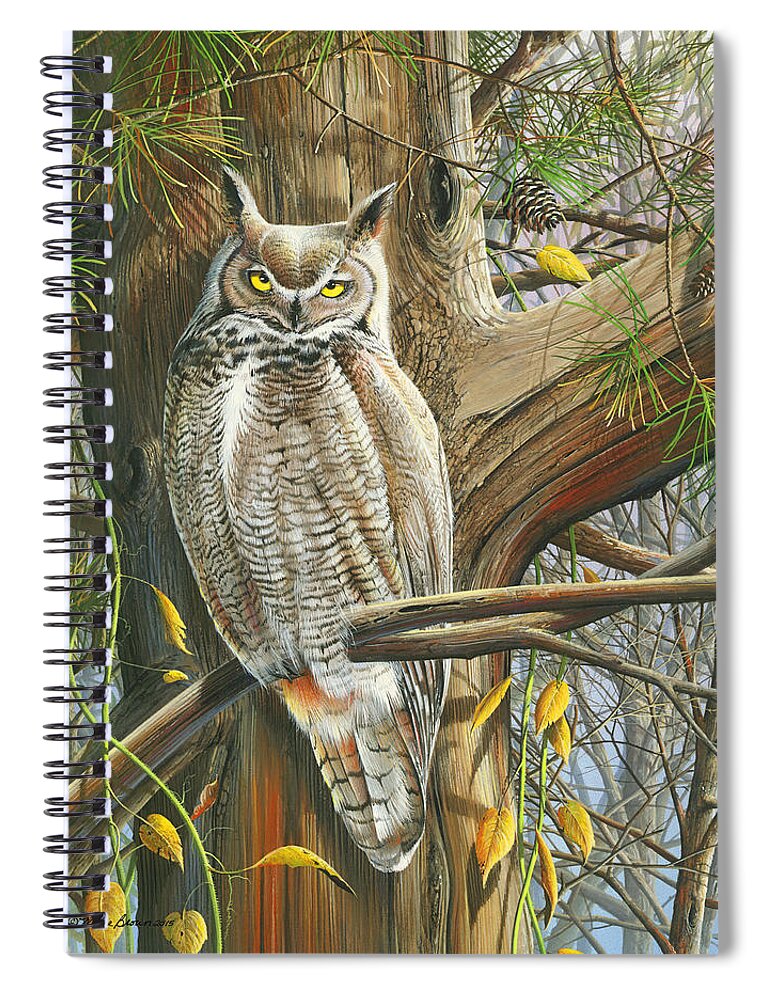Fall Spiral Notebook featuring the painting The Watchman by Mike Brown