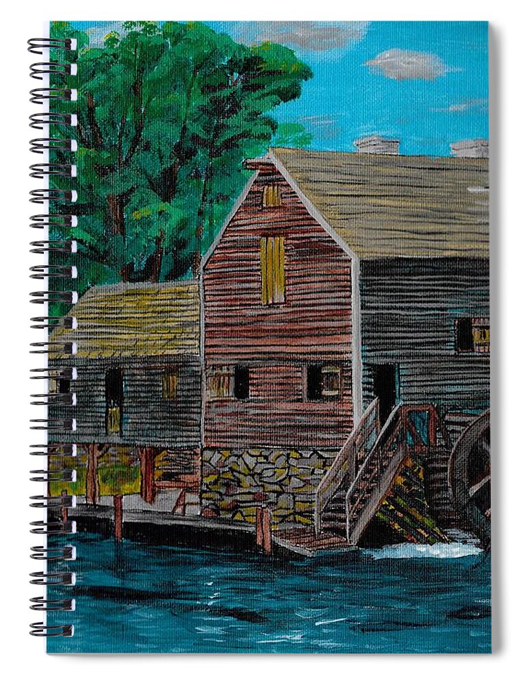 Water Spiral Notebook featuring the painting The Water Mill by David Bigelow