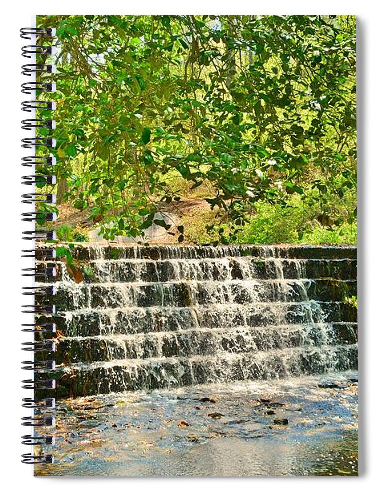 The Waterfall At Sesquicentennial State Park Spiral Notebook featuring the photograph The Waterfall At Sesquicentennial State Park by Lisa Wooten