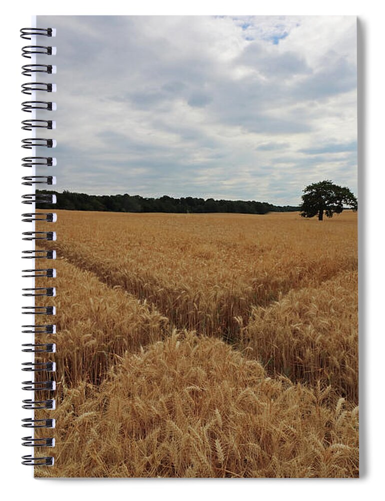 The Wheat Cross Overcast Skies Spiral Notebook featuring the photograph The wheat cross by Julia Gavin