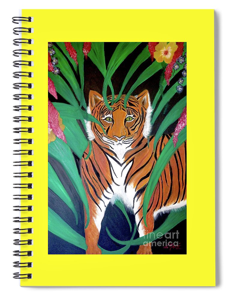 Tiger Spiral Notebook featuring the painting The Wild One by Artist Linda Marie