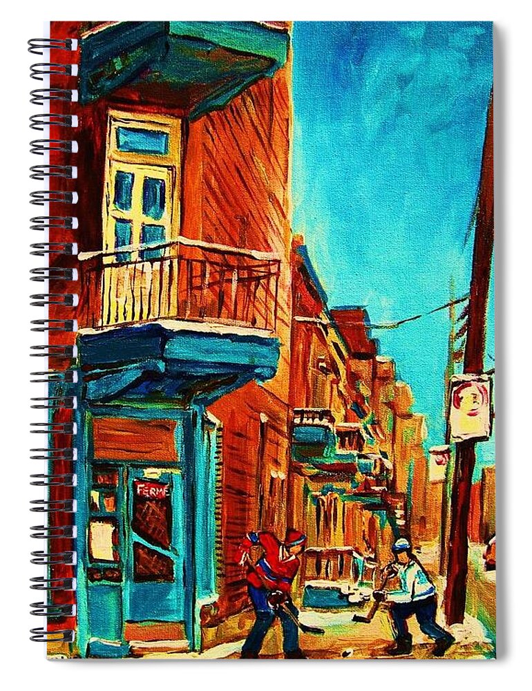 Montreal Spiral Notebook featuring the painting The Wilensky Doorway by Carole Spandau