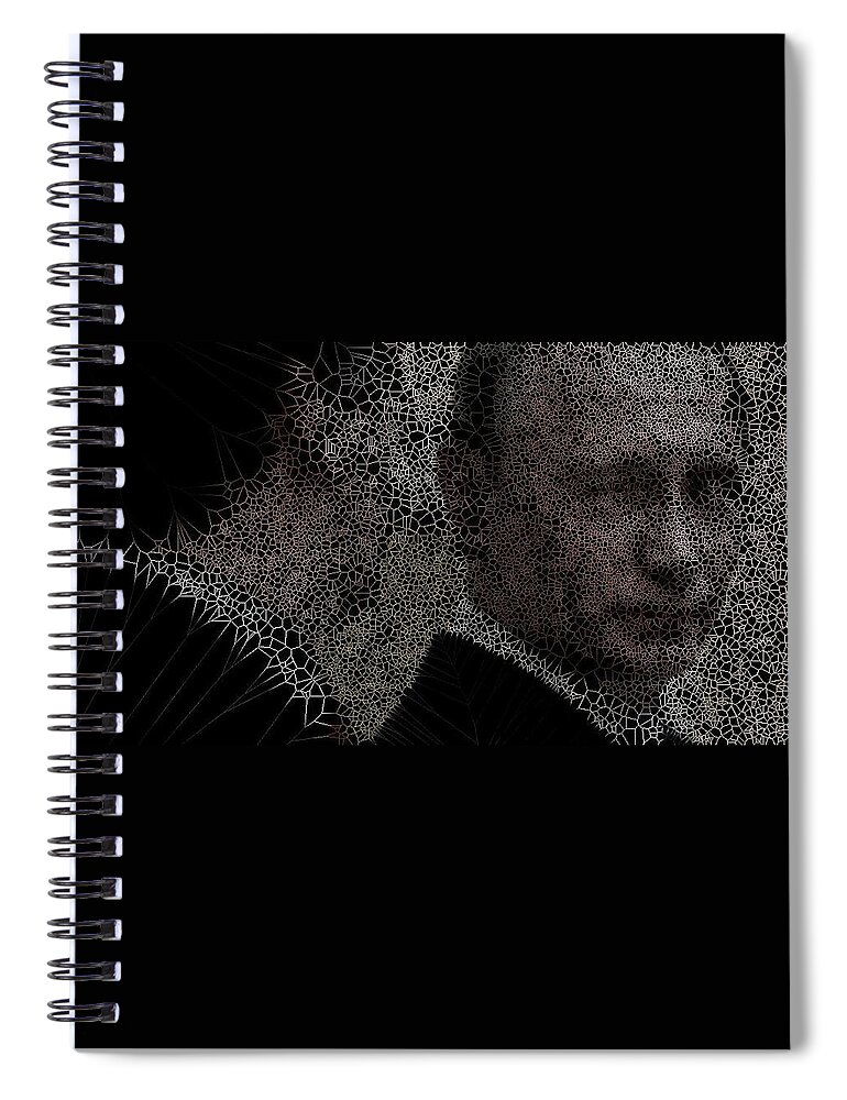 Fractal Spiral Notebook featuring the mixed media The Wink by Stephane Poirier