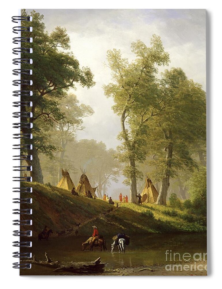 The Spiral Notebook featuring the painting The Wolf River - Kansas by Albert Bierstadt