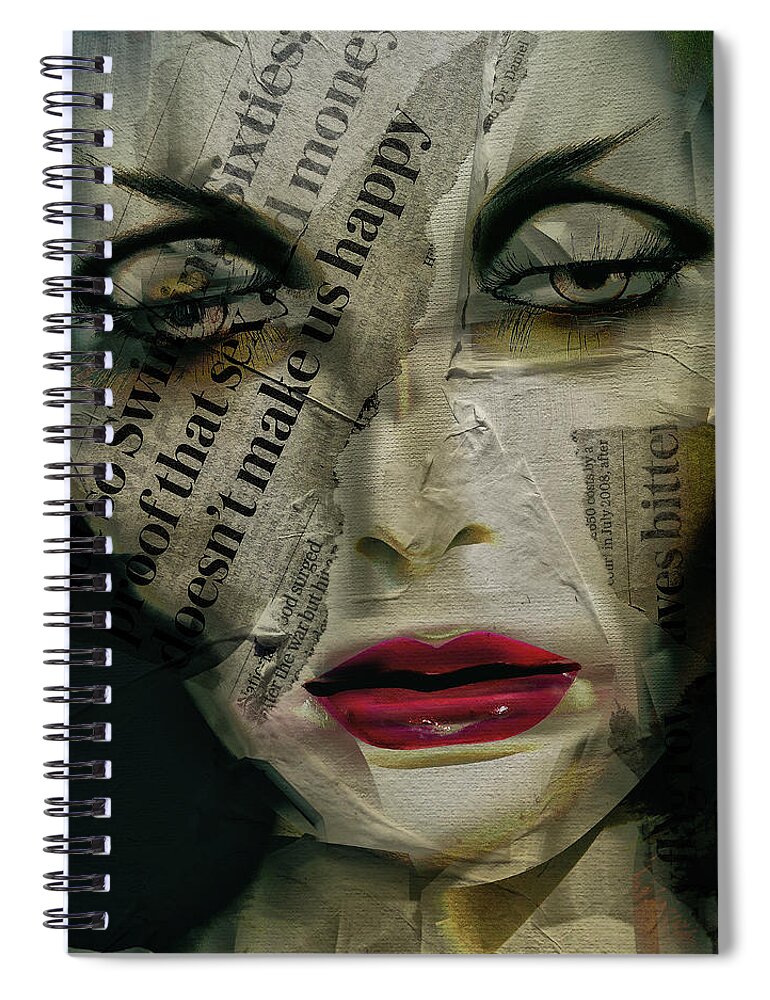 Woman Spiral Notebook featuring the digital art The woman with the newspaper by Gabi Hampe