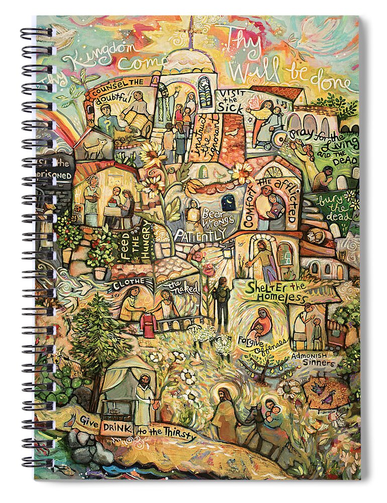 Jen Norton Spiral Notebook featuring the painting The Works of Mercy by Jen Norton