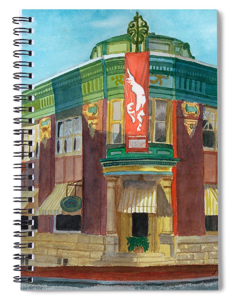 Yellow Brick Bank Restaurant Spiral Notebook featuring the painting The Yellow Brick Bank Restaurant by Lynne Reichhart