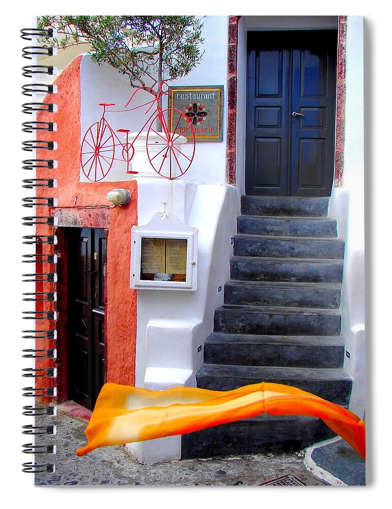 Santorini Spiral Notebook featuring the photograph The Yellow Scarf by Ana Maria Edulescu