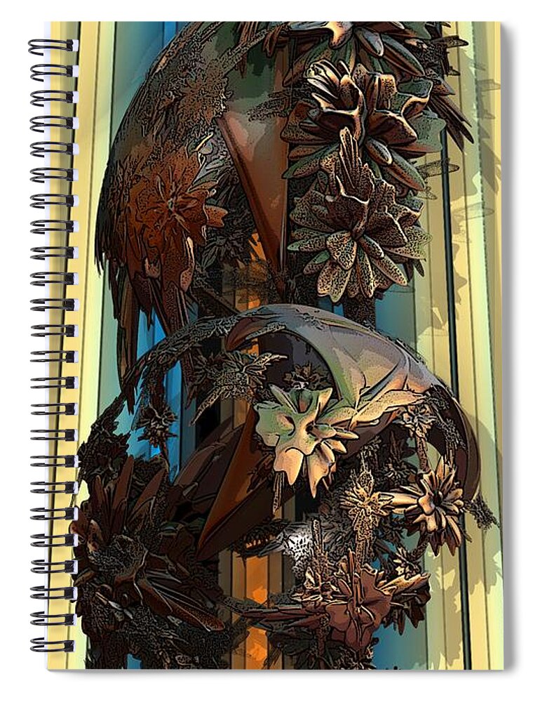 Fractal Spiral Notebook featuring the digital art Theme Variation 1-Bronze by Ronald Bissett