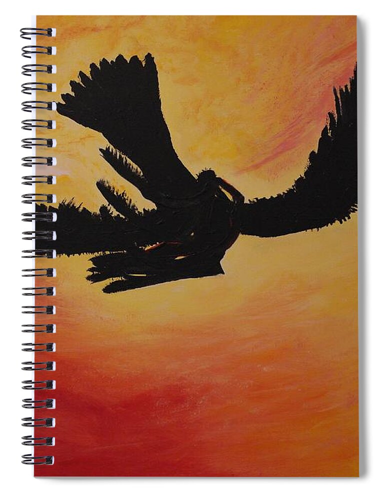 A-fine-art-painting-abstract Spiral Notebook featuring the painting Then They Just Flew Away by Catalina Walker