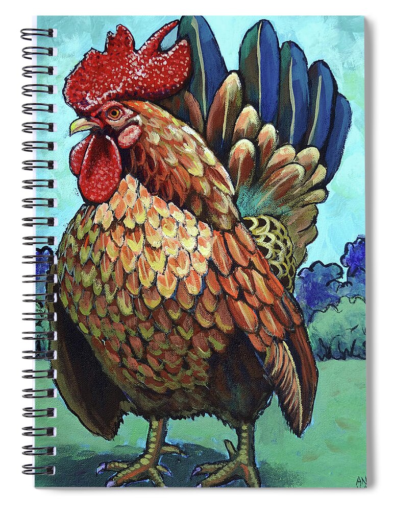 Rooster Spiral Notebook featuring the painting Theodore Roostervelt by Ande Hall