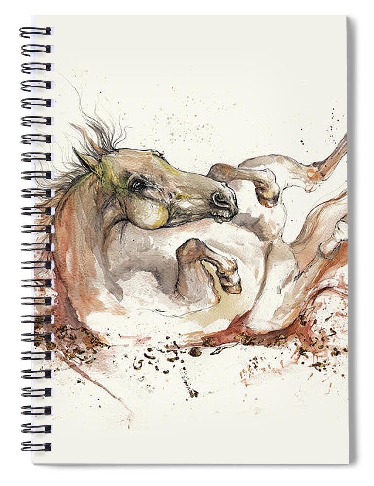 Horse Spiral Notebook featuring the painting They See Me Rolling by Ang El