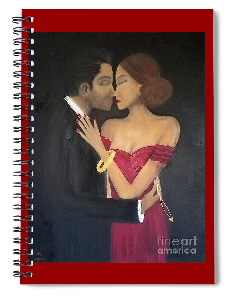 Couples Spiral Notebook featuring the painting Thief Of Hearts by Artist Linda Marie