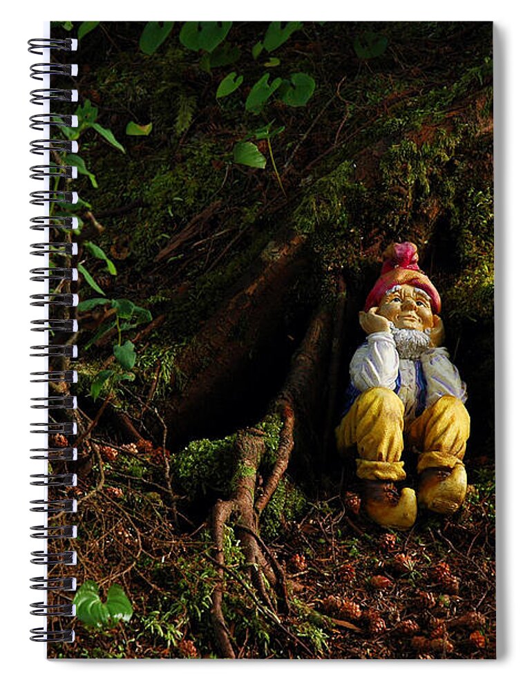 Gnome Spiral Notebook featuring the photograph Thinking Gnome by Harry Spitz