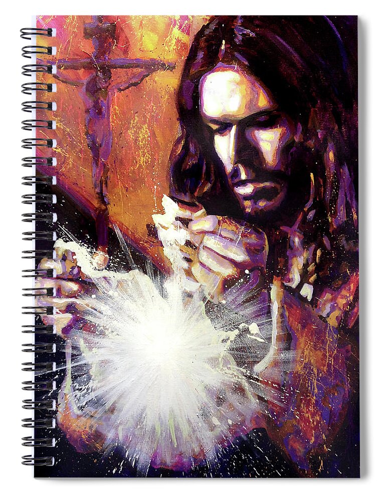 Eucharist Spiral Notebook featuring the painting This is My Body by Steve Gamba