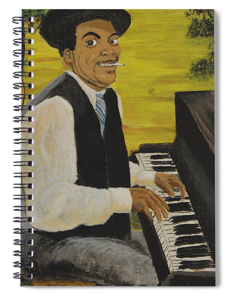 Fats Waller Spiral Notebook featuring the painting Thomas Fats Waller by Rod B Rainey