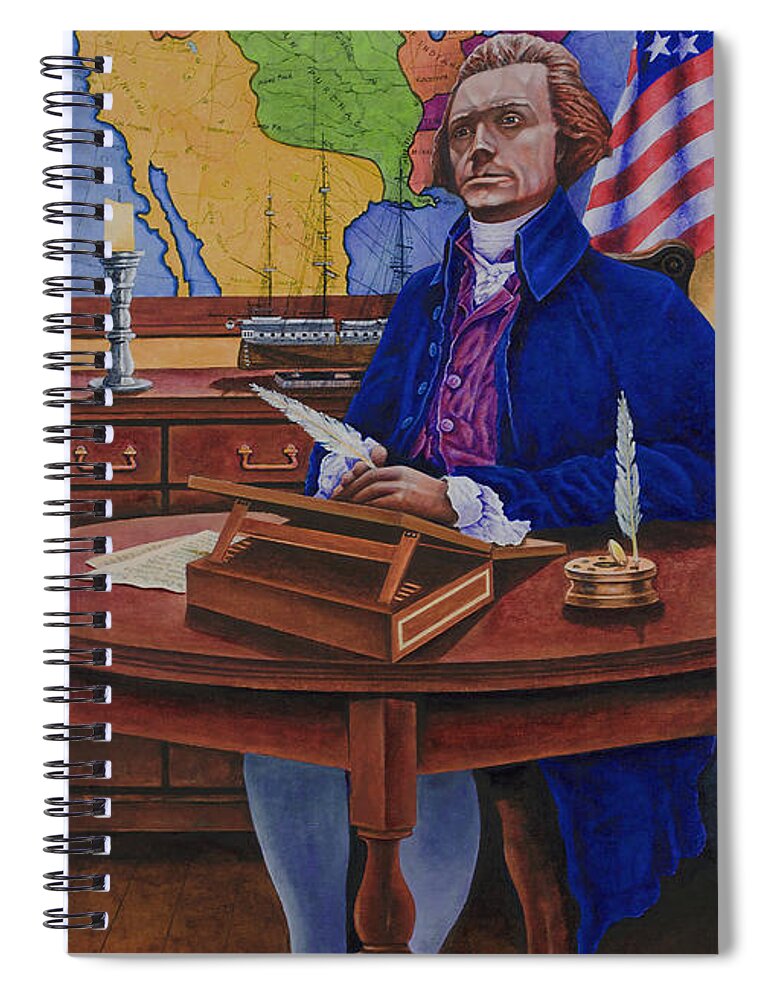 Thomas Jefferson Spiral Notebook featuring the painting Thomas Jefferson by Michael Frank