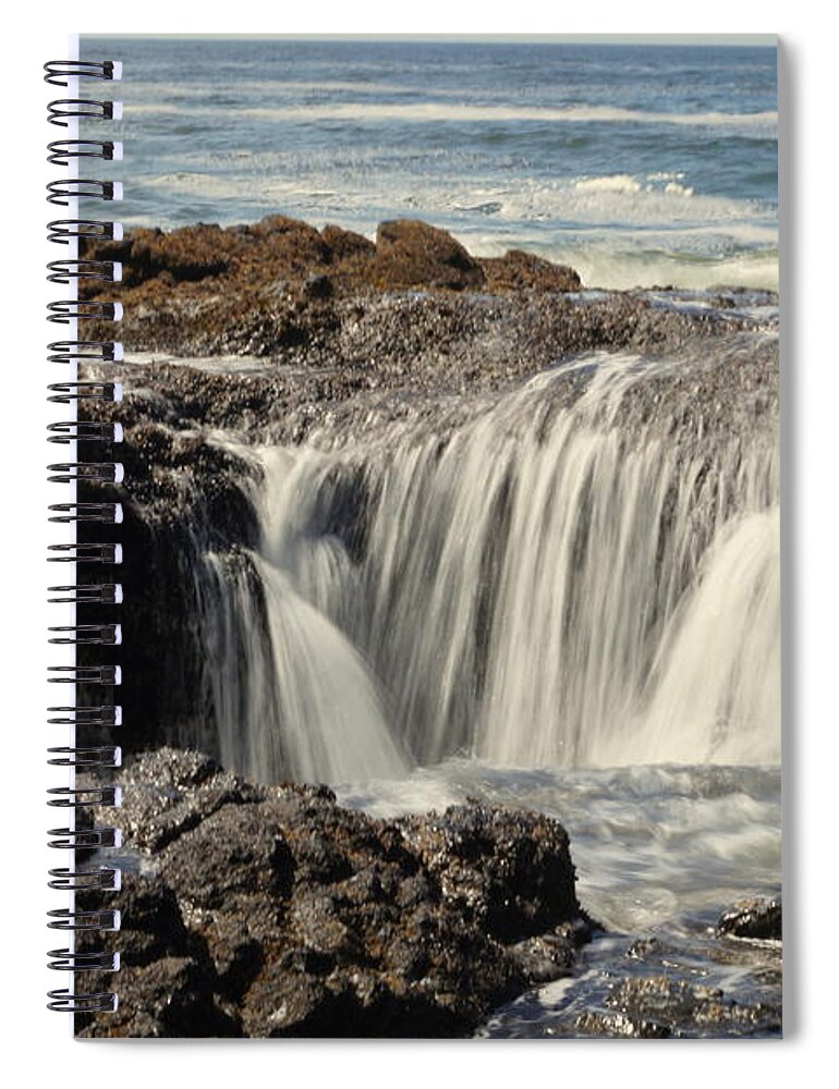 Motion Spiral Notebook featuring the photograph Thor's Well by Beth Collins