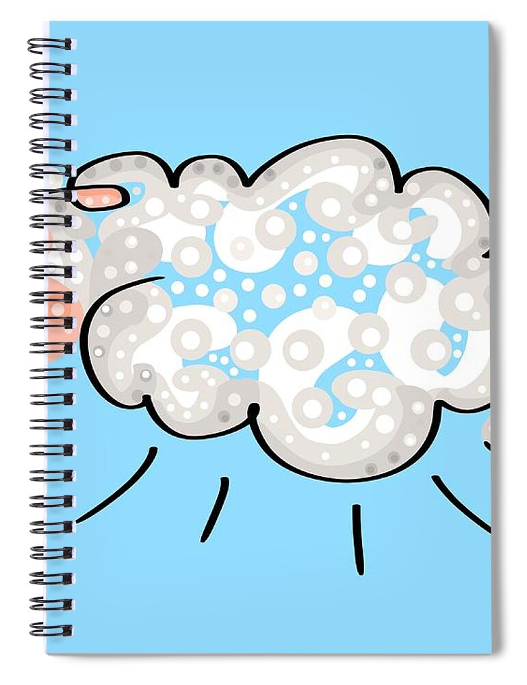 Sheep Spiral Notebook featuring the painting Thoughts and colors series sheep by Veronica Minozzi