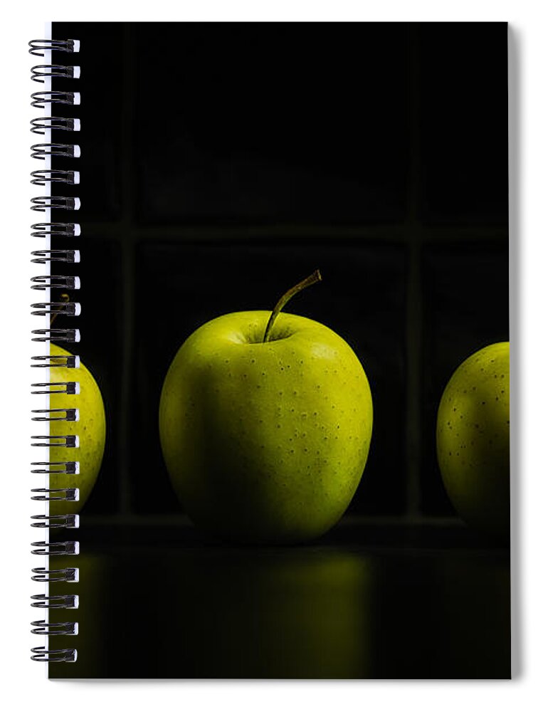 Apple Spiral Notebook featuring the photograph Three Apples by Nigel R Bell