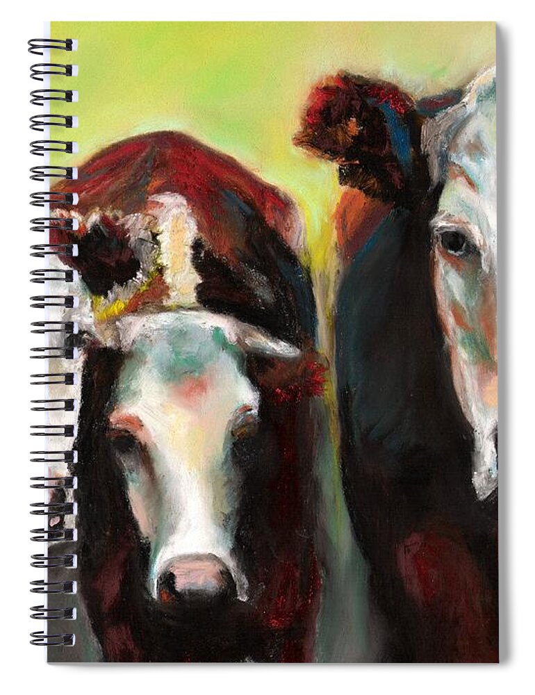 Cows Spiral Notebook featuring the painting Three Generations of Moo by Frances Marino