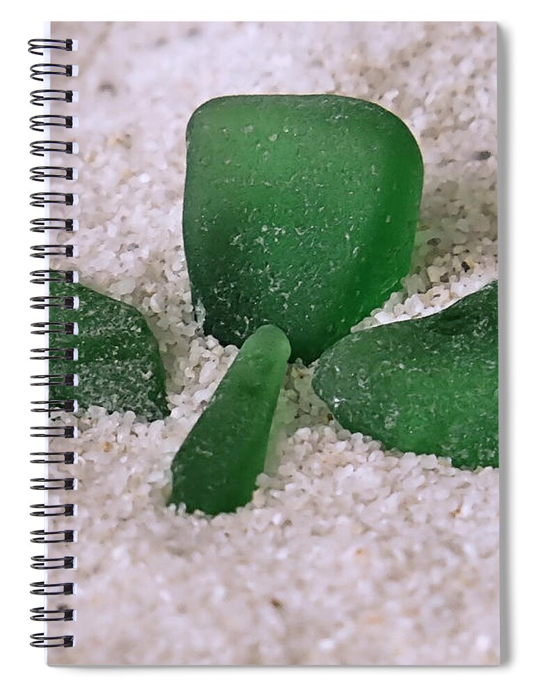Three Leaf Clover Spiral Notebook featuring the photograph Three Leaf Clover Sea Glass by Janice Drew