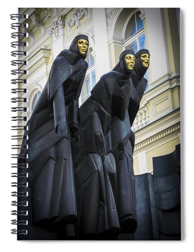 Landmarks Spiral Notebook featuring the photograph Three Muses - Calliope Thalia and Melpomene by Mary Lee Dereske