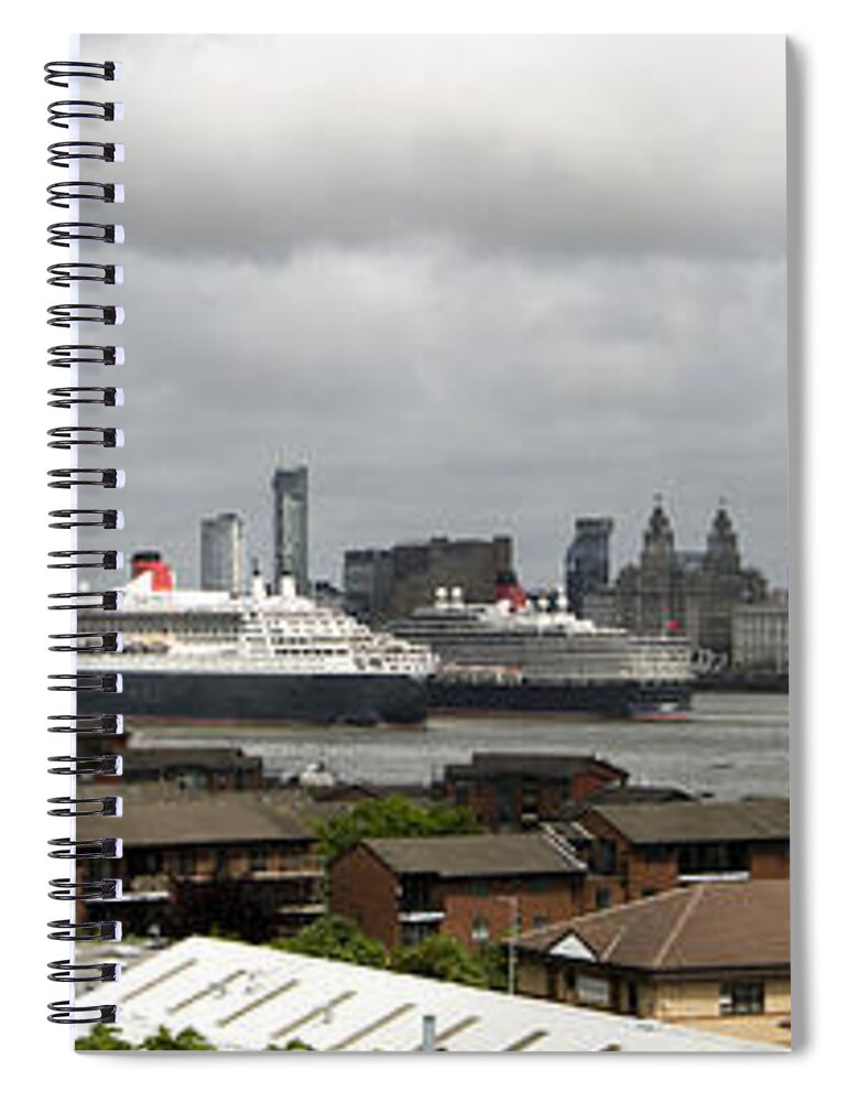 Cunard Spiral Notebook featuring the photograph Three Queens on the Mersey by Spikey Mouse Photography
