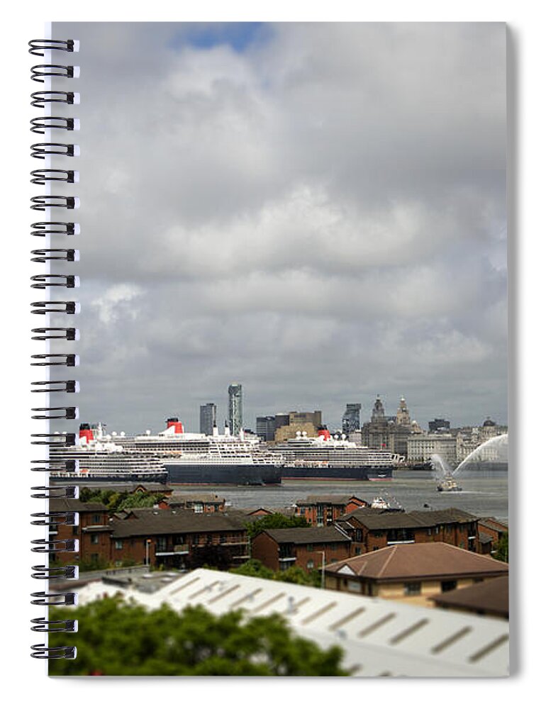 Cunard Spiral Notebook featuring the photograph Three Queens Salute by Spikey Mouse Photography