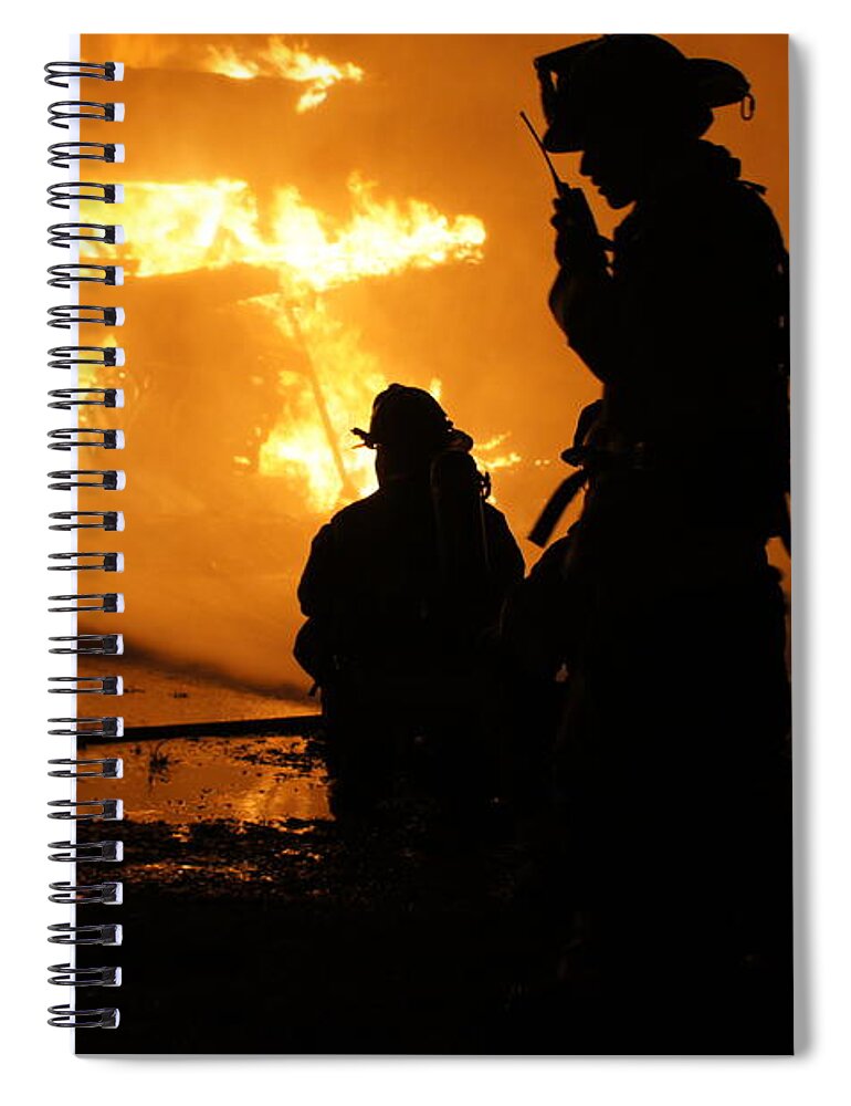 Fireman Spiral Notebook featuring the photograph Through the Flames by Benanne Stiens