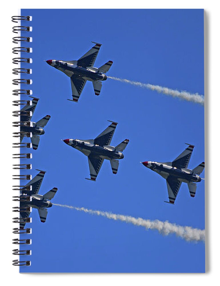 Thunderbirds Upwards Spiral Notebook featuring the photograph Thunderbirds Upwards by Raymond Salani III