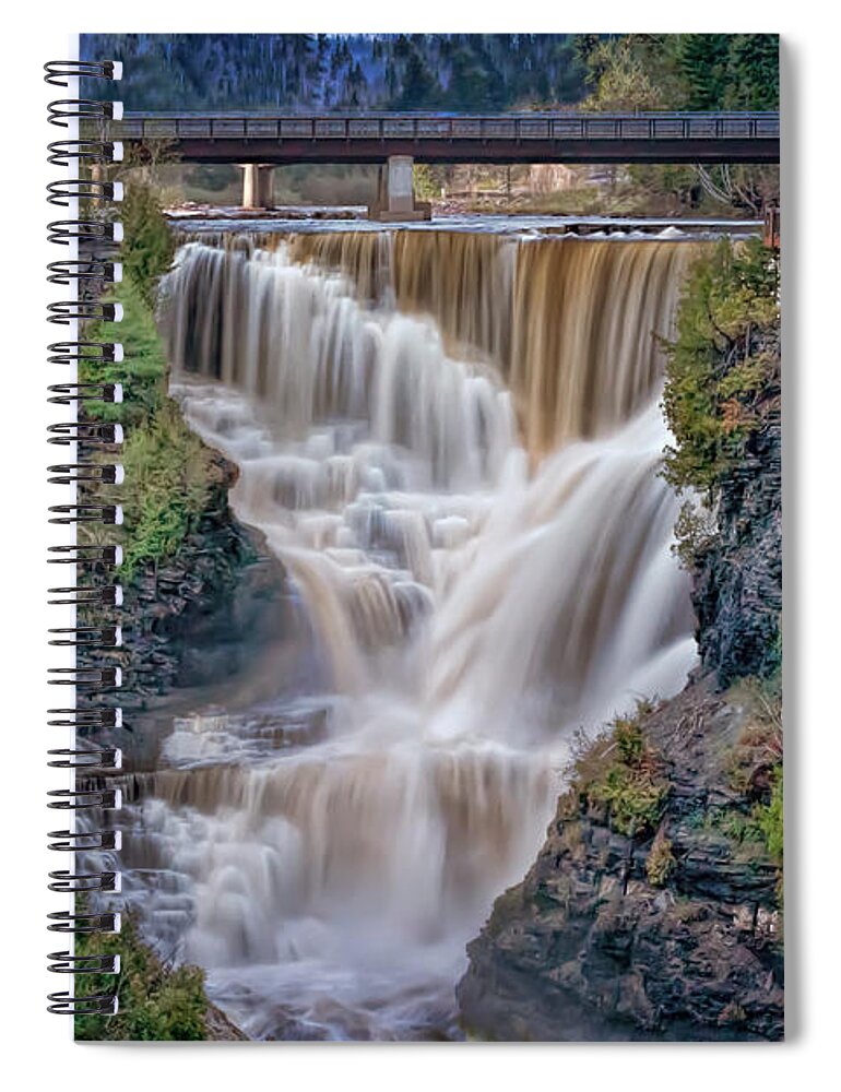Kakabeka Spiral Notebook featuring the photograph Thundering Kakabeka by Susan Rissi Tregoning