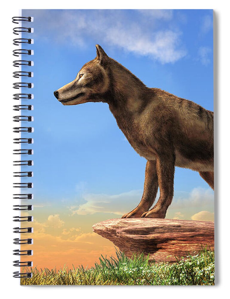 Thylacine Spiral Notebook featuring the digital art Thylacine by Daniel Eskridge