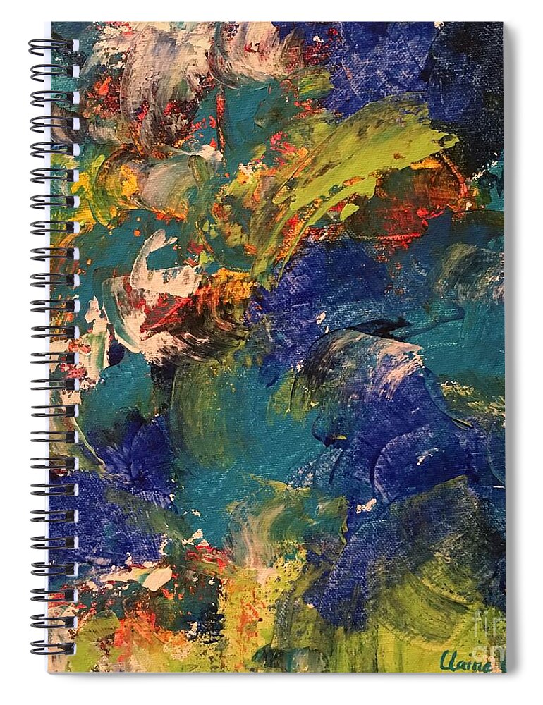 Abstract Spiral Notebook featuring the painting Tidal Wave by Claire Gagnon
