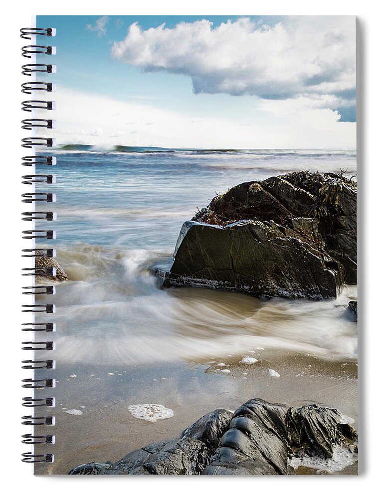 Maine Spiral Notebook featuring the photograph Tide Coming In #2 by Natalie Rotman Cote
