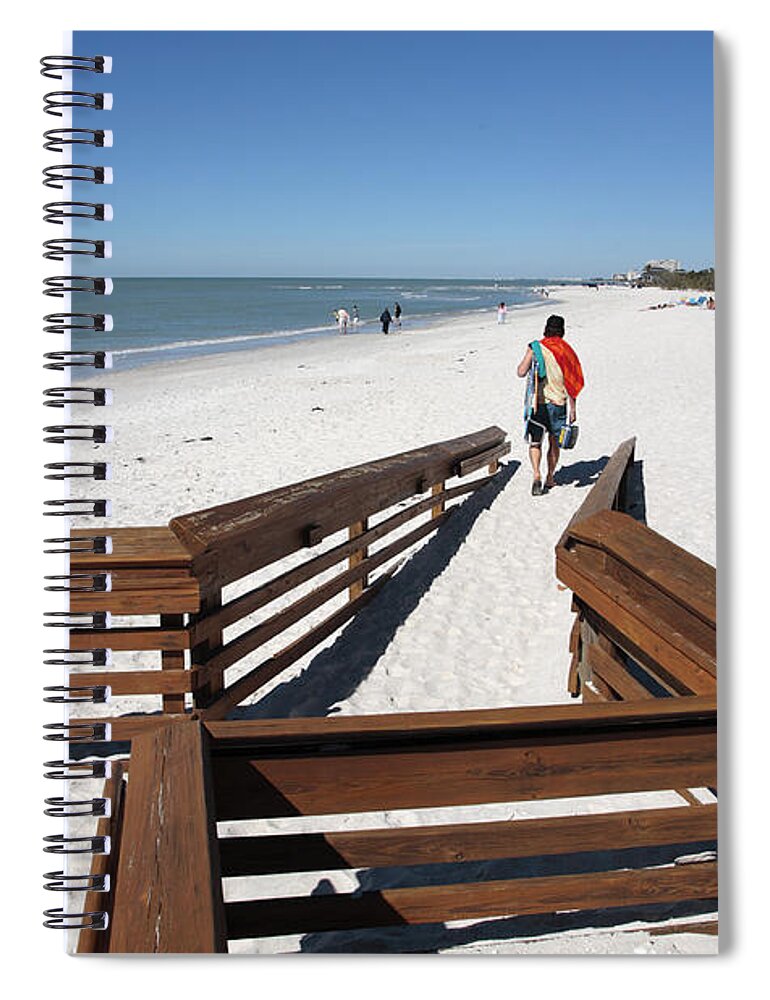 Beach Spiral Notebook featuring the photograph Tide of Sand over a ramp on the beach in Naples Florida by William Kuta