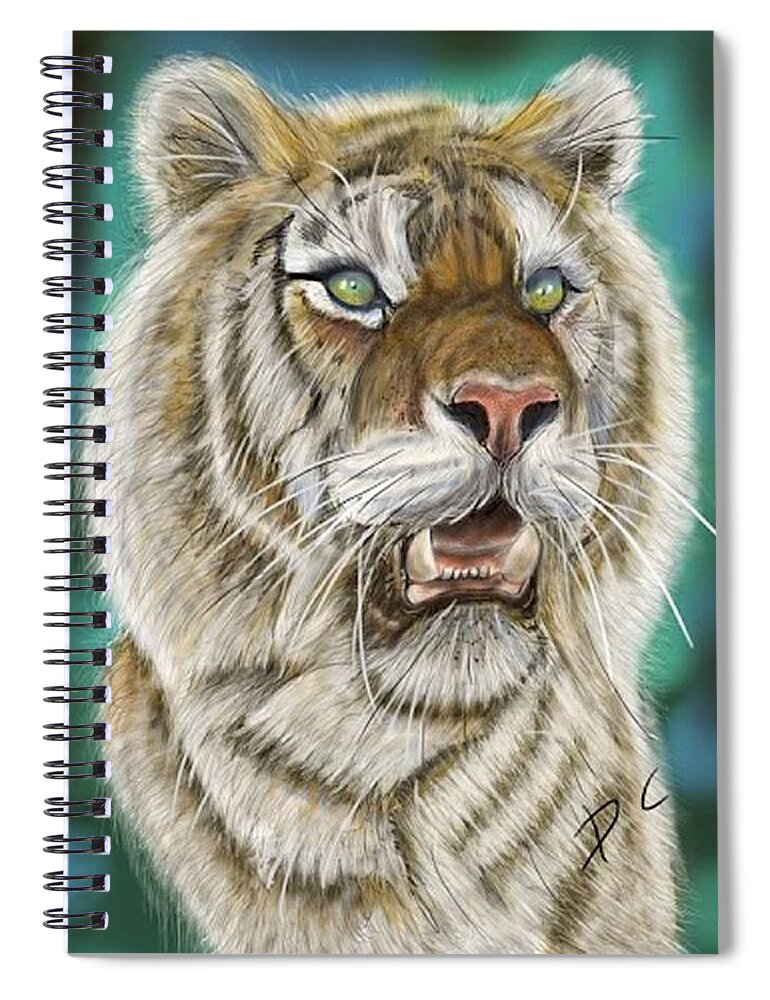 Tiger Spiral Notebook featuring the digital art Tiger by Darren Cannell