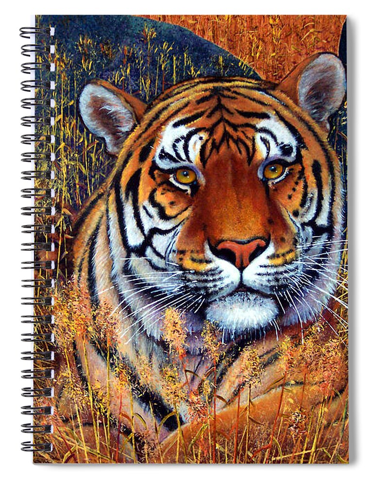 Tiger Spiral Notebook featuring the painting Tiger by Frank Wilson