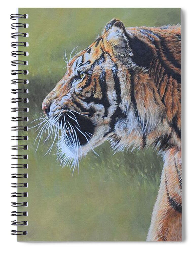 Tiger Spiral Notebook featuring the painting Tiger Portrait by Alan M Hunt