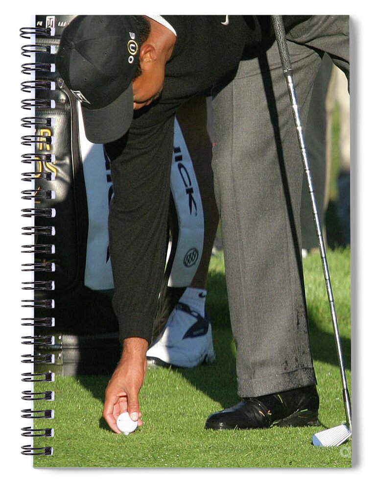 Tiger Spiral Notebook featuring the photograph Tiger Woods Up Close by Chuck Kuhn