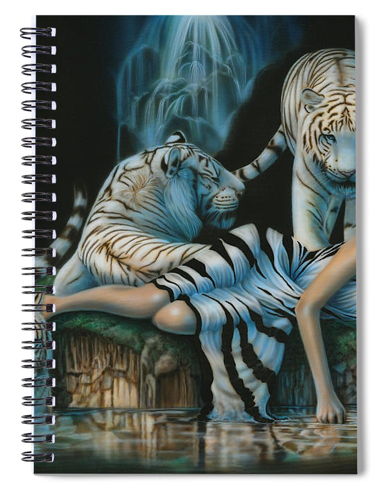  Spiral Notebook featuring the painting Tigress by Wayne Pruse