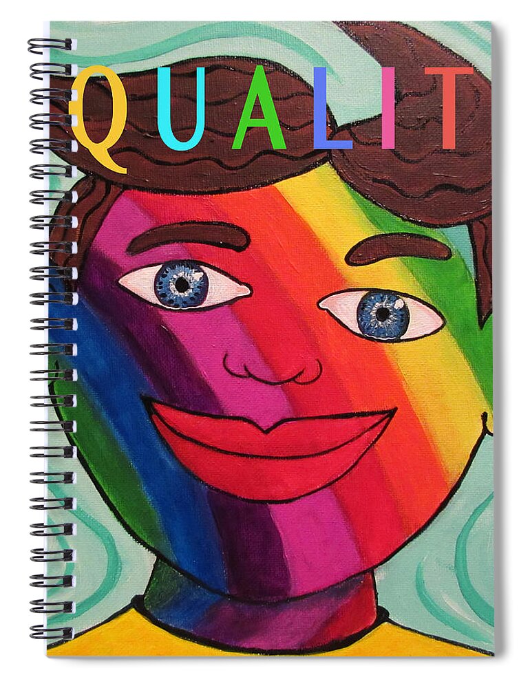 Rainbow Spiral Notebook featuring the painting Tillie for Equality by Patricia Arroyo