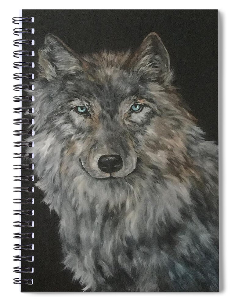 Timber Wolf Spiral Notebook featuring the painting Timber Wolf by Jean Walker