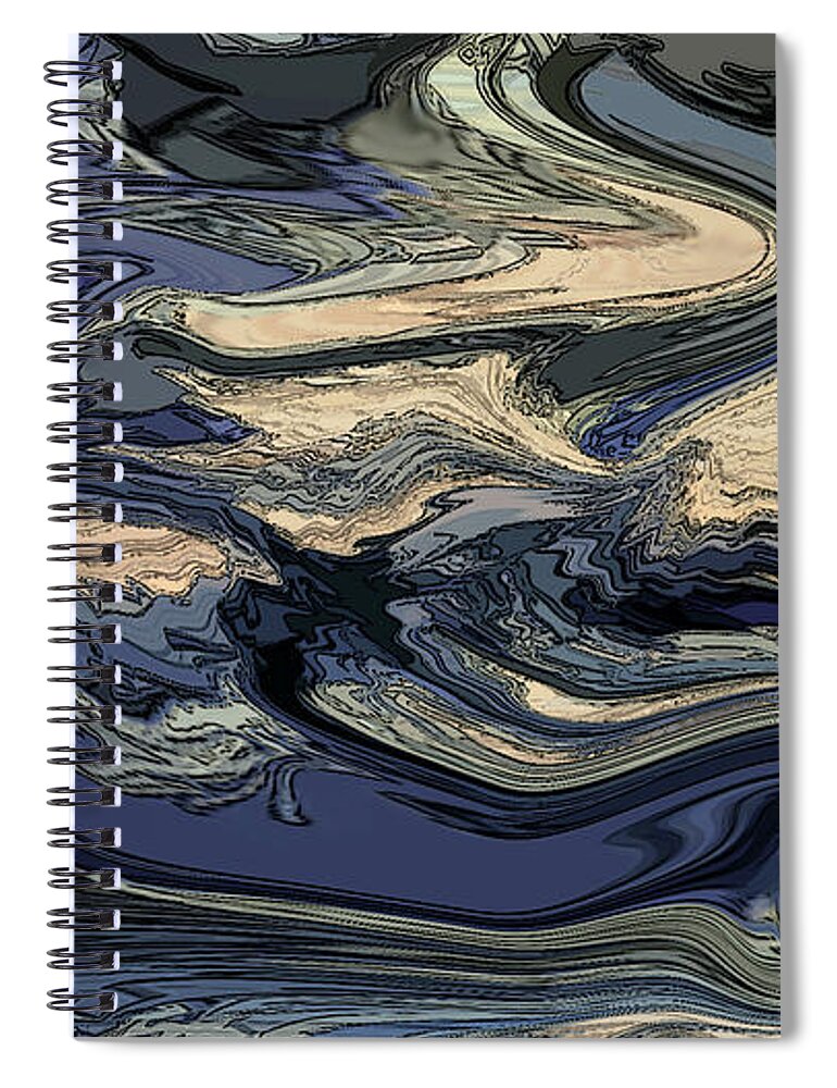 Abstract Spiral Notebook featuring the digital art Time and Tide by Gina Harrison