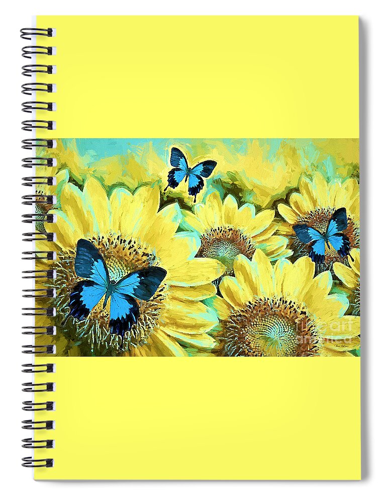 Blue Butterfly Spiral Notebook featuring the painting Time Enough by Tina LeCour