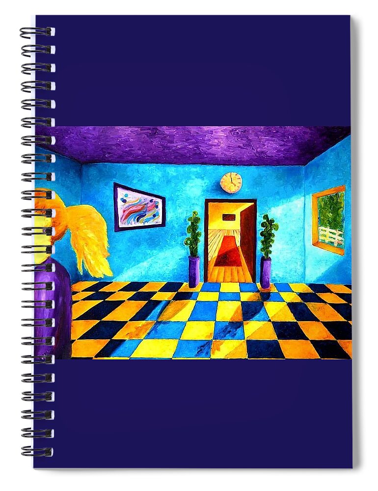 Wonderland Spiral Notebook featuring the painting Time to go by Chiara Magni