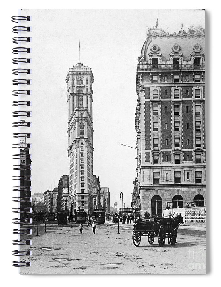 1908 Spiral Notebook featuring the photograph Times Square, 1908 by Granger