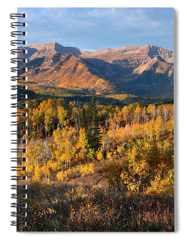 Timpanogos Spiral Notebook featuring the photograph Timpanogos Autumn Sunrise by Brett Pelletier