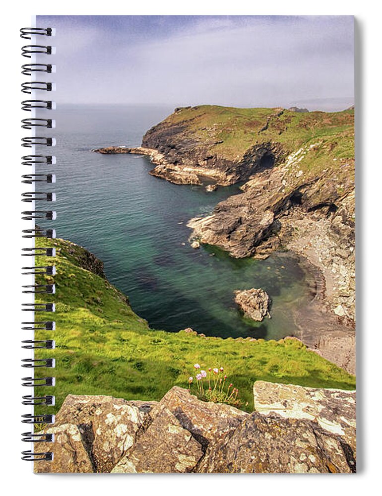 Tintagel Spiral Notebook featuring the photograph Tintagel Cliffs by Framing Places