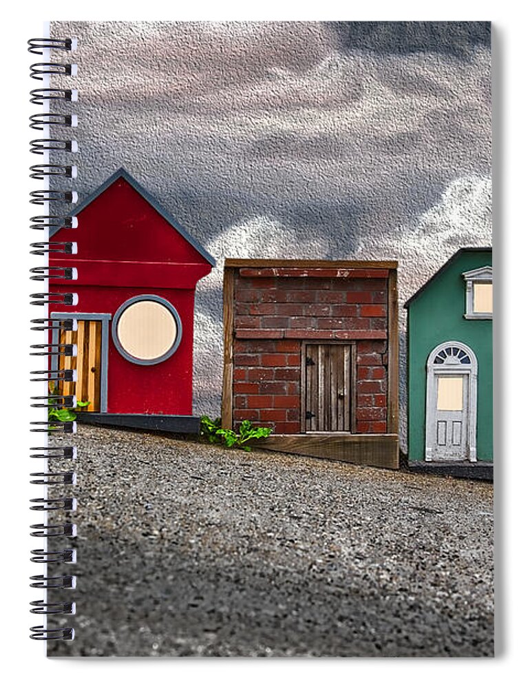 Houses Spiral Notebook featuring the digital art Tiny Houses on Walnut Street by John Haldane